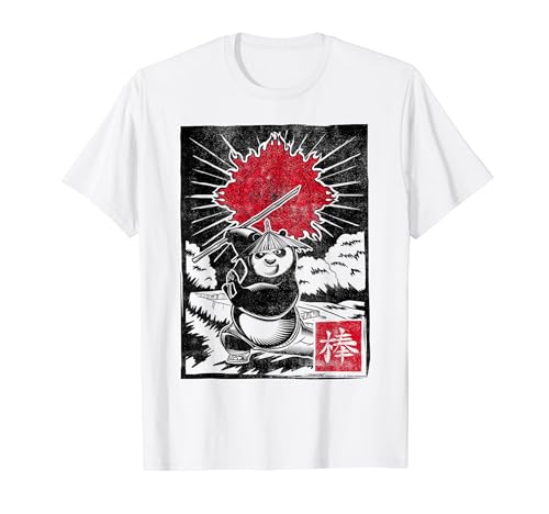Kung Fu Panda Master Po Action Pose Woodcut Poster T-Shirt