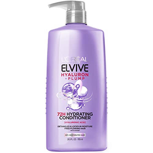L'Oreal Paris Elvive Hyaluron Plump Hydrating Conditioner for Dehydrated, Dry Hair Infused with Hyaluronic Acid Care Complex, Paraben-Free, 26.5 Fl Oz