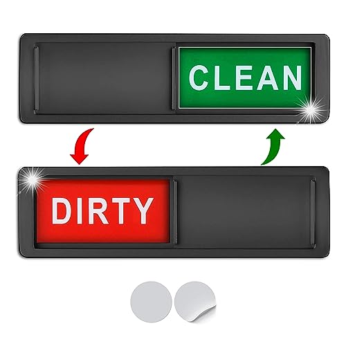 Dishwasher Magnet, Clean Dirty Sign Indicator for Dishwasher Easy to Read and Strong Slide for Changing Signs, Heavy Duty Magnet with Optional Stickers (Red/Green Black)