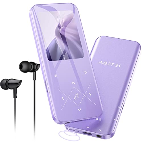 32GB MP3 Player with Bluetooth 5.3, AGPTEK A09X 2.4' Screen Portable Music Player with Speaker Lossless Sound with FM Radio, Voice Recorder, Supports up to 128GB, Purple