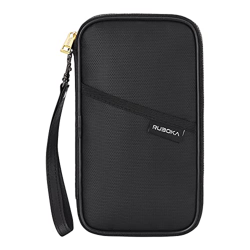 ruboka Fire-resistant RFID Blocking Passport Holder Wallet (4.3inx8.6in), Family Multiple Passport Holder Cover Money Bag Wetting proof, Travel Document Organizer Credit Card Clutch Bag for Men Women