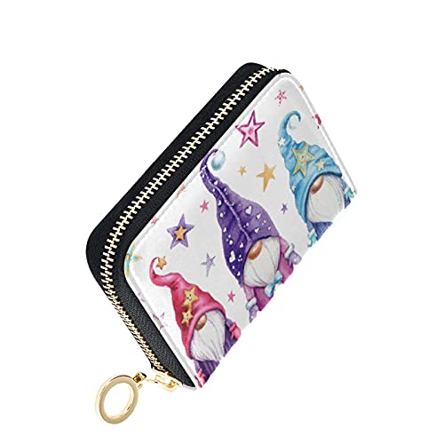 FULUHUAPIN Gnomes Winter Credit Card Holder Case Leather Printed Zipper ID Card Case Wallet for Women Girls 20306748