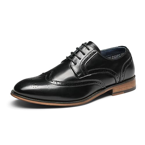 Bruno Marc Mens Classic Wing Tip Lace Up Soft Round Toe Oxfords Formal Dress Shoes, 1/Black - 10 (Brogue)