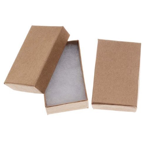 RJ Displays- 20 Pack Cotton Filled Brown Kraft Box for Pocket Watch, Ring, Earring, Necklace Chain Jewelry and Gift Boxes-Size 32