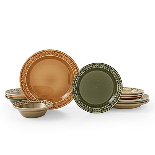 Portmeirion Botanic Garden Harmony 12 Piece Dinnerware Set, Service for 4, Dinner, Salad, and Soup Bowl Set for Kitchen, Dishwasher and Microwave Safe, Made in England