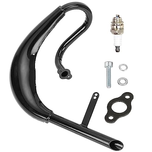 FVRITO Performance Exhaust Muffler Expansion Chamber Pipe Silencer Gasket for 2 Stroke 50cc 66cc 80cc Engine Gas Motorized Bicycle Motor Bike Black