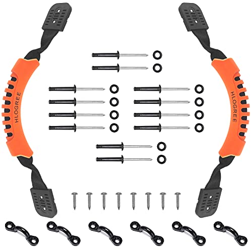 HLOGREE Kayak Handles 2 Pack,Orange Kayak Carry Handle with Rivets,Kayak Replacement Handles,Kayak Handles for Emotion/Pelican/Hobie/Lifetime/sit on top/Ocean/Wilderness Accessories,Kayak Parts