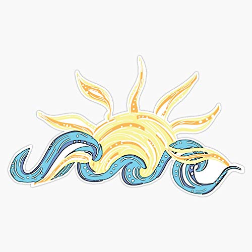 Ocean And Sun - Beach - Gifts - Trendy Cute Vinyl Waterproof Sticker Decal Car Laptop Wall Window Bumper Sticker 5'