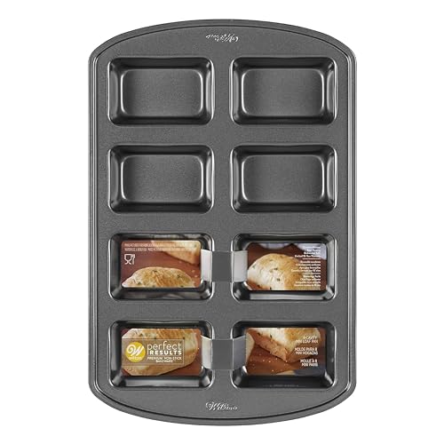Wilton Perfect Results Non-Stick Mini Loaf Pan, 8-Cavity, 15.2 IN x 9.5 IN x 1.6, Gray