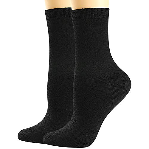 BISOUSOX Ladies Women's Black Merino Wool Dress Socks, Thin Summer Cool Breathable Lightweight Business Socks 6-9
