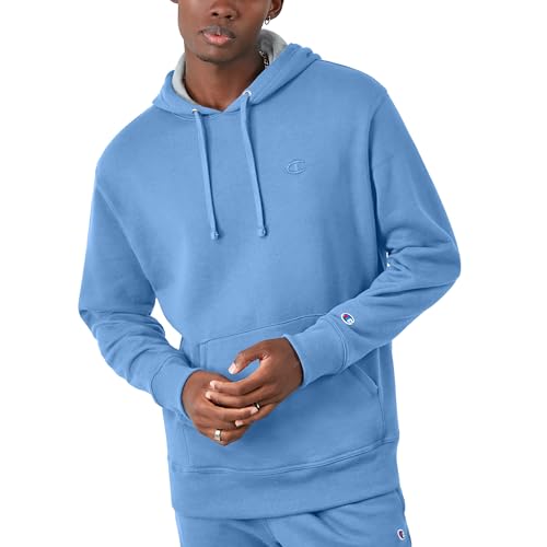 Champion Mens Hoodie, Powerblend, Fleece For Athletic-sweatshirts, Swiss Blue C Logo, Small US