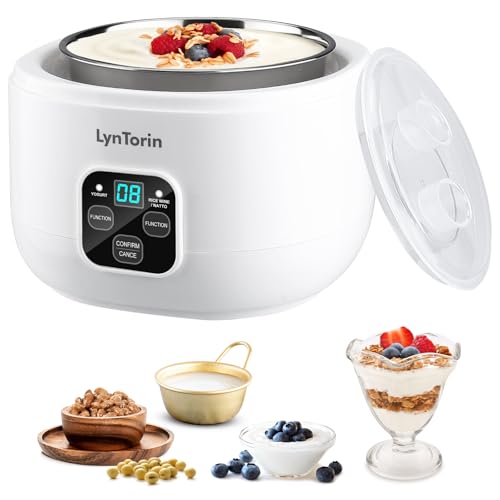 LynTorin Yogurt Maker, 34oz Yogurt Maker Machine with Timer and Constant Temperature Control, 3 in 1 Automatic Yogurt Makers with Stainless Steel Inner Pot, Yogurt Machine for Yogurt Natto Rice Wine