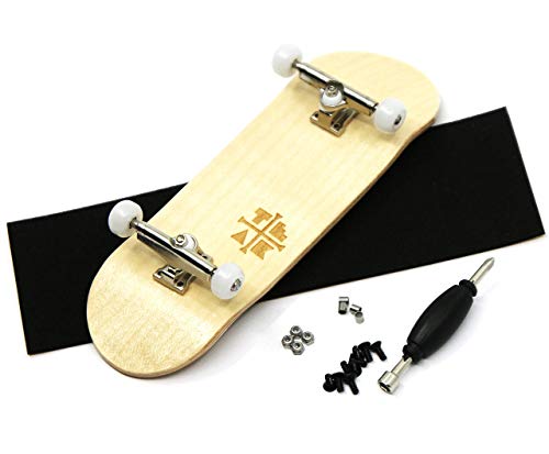 Teak Tuning Prolific Complete Fingerboard with Upgraded Components, Classic Edition - Pro Board Shape and Size, Bearing Wheels, Trucks, and Locknuts - 32mm x 97mm Handmade Wooden Board