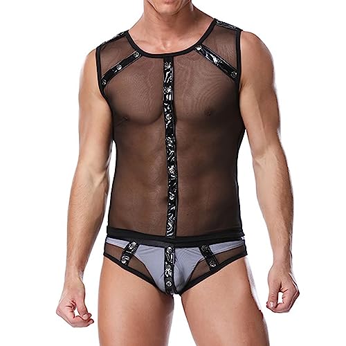 QUNPIU Men's Fashionable Sexy Underwear Costume Outfit Lingerie Home Clothes Pajamas Uniform for bar Stage Performance