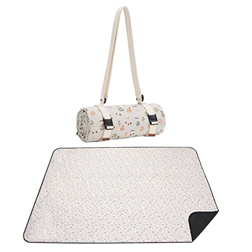 WILLOW WEAVE Picnic Blankets Washable Polyester Camping Blankets Emergency Backpack Accessories with Waterproof Backing and Shoulder Strap, 57'x79'