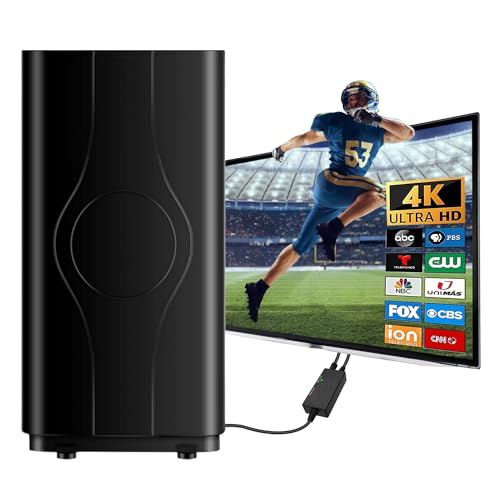 TV Antenna, HD Digital TV Antenna 880+ Miles Range Range Reception with Signal Booster & Magnetic Support Base for 4K 1080P HD Local Channels and All Old TVs - 16.4ft coaxial Cable