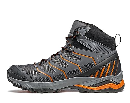SCARPA Men's Maverick Mid GTX Waterproof Gore-Tex Lightweight Boots for Backpacking and Hiking - Iron Grey/Orange - 11