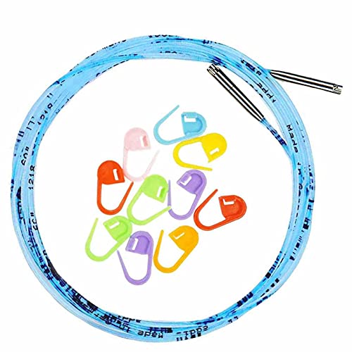 addi Click Interchangeable Cord for 5 inch (Standard) Turbo, Rocket and Rocket 2 Squared Circular Tips Actual 50 inch (127cm) Makes 60 inch (150cm) Needle Bundled with 10 Artsiga Crafts Stitch Markers