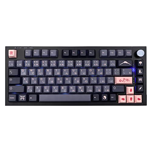 JSJT Night Sakura Keycaps 148 Keys Japanese Keycaps PBT Dye Sublimation Keycap Set Cherry Profile Keycaps for Cherry MX Switches G610 K70 Mechanical Gaming Keyboard