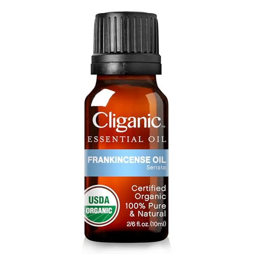 Cliganic USDA Organic Frankincense Essential Oil - Boswellia Serrata, 100% Pure Natural Undiluted, for Aromatherapy | Non-GMO Verified