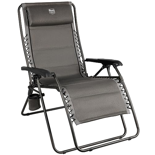 Timber Ridge Balsam Deluxe Zero Gravity Lounger Oversize Outdoor Recliner Chair, Grey