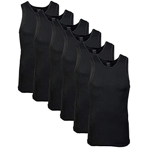 Gildan Men's A-Shirt Tanks, Multipack, Style G1104, Black (6 Pack), X-Large