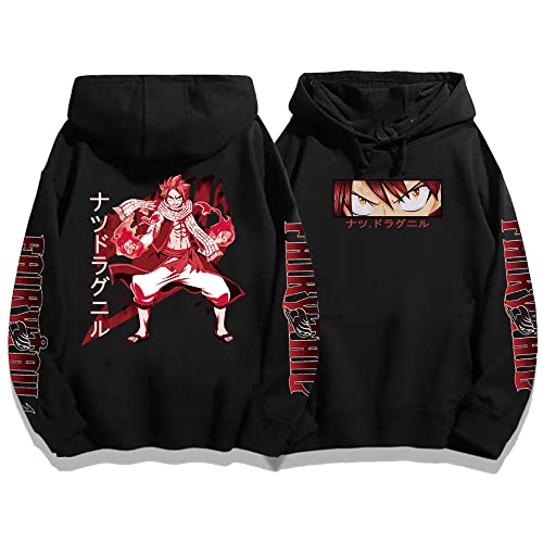 colanperd Anime Sweatshirt Fairy Tail Natsu Hoodie Harajuku Hoodie Long Sleeve Pullovers Unisex Black