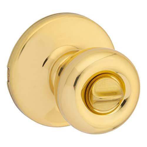 Kwikset Tylo Interior Privacy Door Knob with Lock, Door Handle For Bathroom and Bedroom, Polished Brass Keyless Turn Lock Doorknob, 1 Count (Pack of 1)