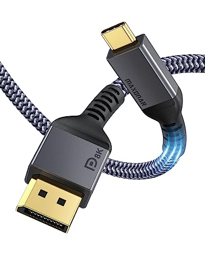 Maxonar USB C to DisplayPort VESA Certified, 8K 60Hz Type C to DP Cable 6.6FT/2M(4K 60Hz 144Hz 120Hz 2K 240Hz) 32.4Gbps 1.4 HBR3 Alt Mode Video Adapter for iM1 MacBook Pro Mac Mini, XPS 15