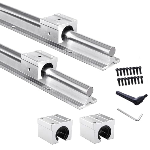 2 x Linear Rails SBR16 1000mm(39.37') + 4 x SBR16UU Linear Bearing Slide Blocks, Linear Slide Rail Shaft Linear Guide Rails for Automated Machines Equipments and DIY CNC Routers