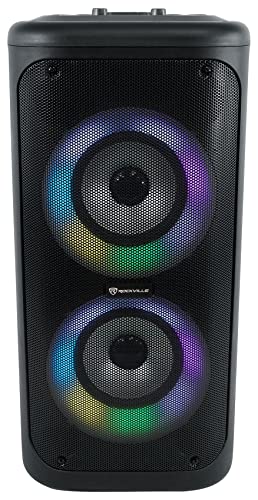 Rockville Go Party 6 Dual 6.5' Portable LED Party Bluetooth Speaker Mic Input, Black