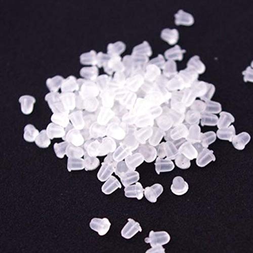 S5E5X 100pcs Clear Soft Earring Hook Bullet Safety Stopper Earnut Silicone Rubber Back Safe Tool (A)