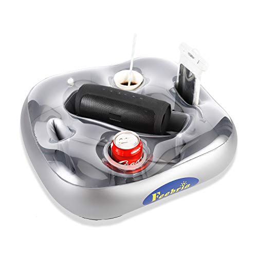 FEEBRIA Upgraded Pool Drink Holder Drink Float for Hot Tub,Beach and Party Decor (Sliver)