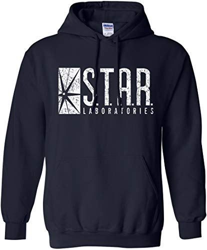 New York Fashion Police Star Labs Hoodie Star Laboratories Hooded Sweashirt Gift Vintage Navy XL