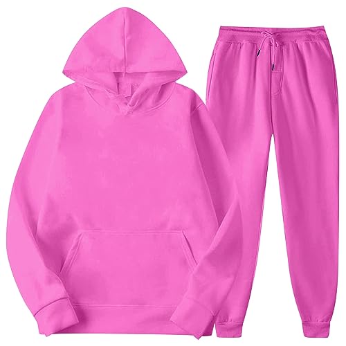 Men's Tracksuits Casual Sweatsuits 2 Piece Tracksuit Autumn Jogger Outfits Long Sleeve Hoodie and Sweatpant Set(02-Hot Pink, Medium) Hoodies Mens Hoodies Pickle Sweatshirt 2 Piece Sweatsuits