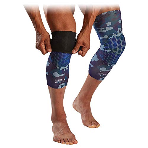 McDavid BasMcDavid Basketball Reversible Knee Sleeves with HEX Padding. Leg Compression Sleeve with Pads (Pair of 2) Galaxy Camp/Black - Small