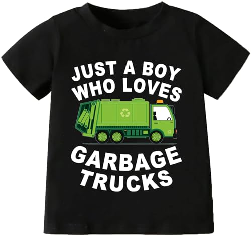 Just A Boy Who Loves Garbage Truck T-Shirt Toddler Excavator Shirt Baby Construction Costume Kid Tee Top Clothes 6T