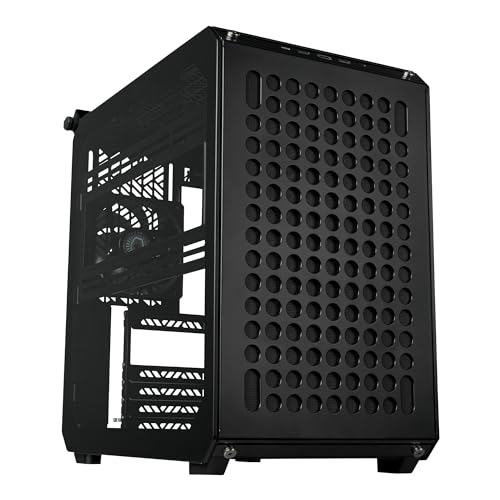 Cooler Master QUBE 500 Flatpack Black Small High Airflow Mid-Tower ATX Customizable Gaming PC Case, Tempered Glass, Vertical GPU Mount, USB-C, Carrying Handle, Gem Mini (Q500-KGNN-S00)