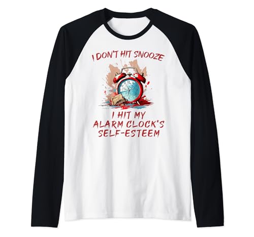 Funny Alarm Clock with Self-Esteem Raglan Baseball Tee