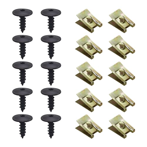 10 Sets Fender Bumper Cover, Fender Liner Bumper Cover, Front Bumper Bolts, Fender Liner Splash Shield Bumper Cover Screws, U Nut Clips Suitable for Audi A3 A4 A5 A6 A7 A8 Q5 S6 R8