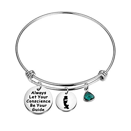 Always Let Your Conscience Be Your Guide Keychain Jiminy Cricket Quote Keychain Motivation Gift (Bracelet)