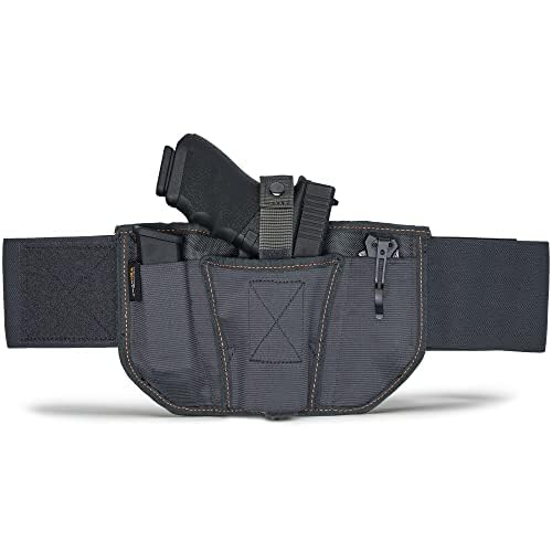 VNSH Gun Holster – Most Comfortable Gun Holster for Men & Women – Belly Band Holster – Includes Built-in Double Mag Pouch – Best Holsters for Concealed Carry – Leading Gun Accessories (Grey)