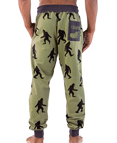 Lazy One Men's Jogger Sweatpants, Cozy, Warm, Pockets, Bigfoot, Mythical (Large)