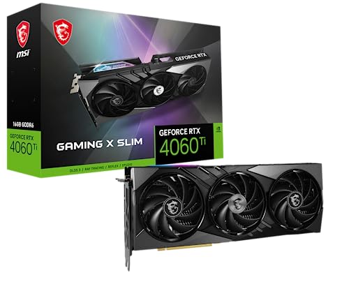 MSI Gaming GeForce RTX 4060 Ti 16GB GDRR6 Boost Clock: 2685 MHz 128-Bit HDMI/DP Nvlink TORX Fan 4.0 Ada Lovelace Architecture Graphics Card (RTX 4060 Ti Gaming X Slim 16G)