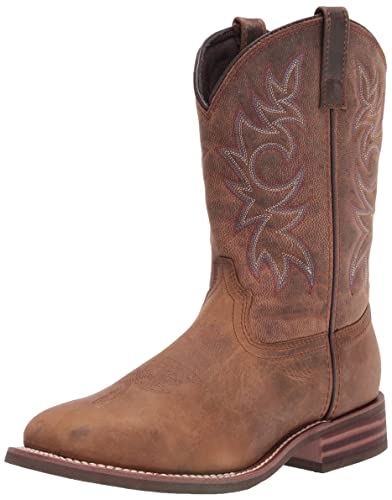 Ad Tec Men's 11in Cowboy Square Toe Western Boots Oil Tumbled Leather - Brown