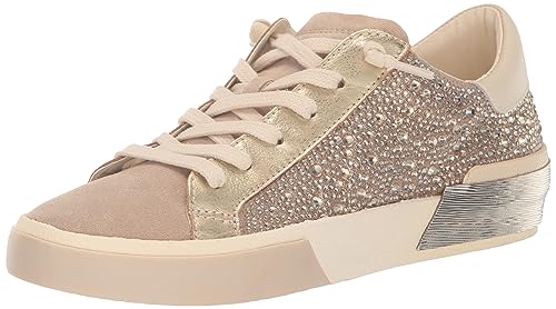 Dolce Vita Women's Zina Crystal Sneaker, Gold Suede, 9