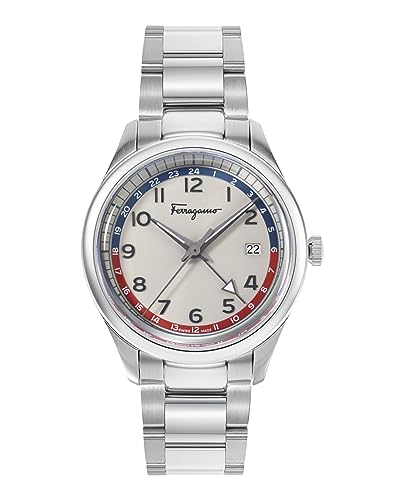 Salvatore Ferragamo Ferragamo Timeless Collection Luxury Mens Watch Timepiece with a Silver Bracelet Featuring a Stainless Steel Case and Grey Dial