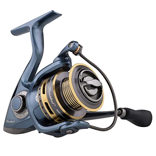 Pflueger President Spinning Reel, Size 20 Fishing Reel, Right/Left Handle Position, Graphite Body and Rotor, Corrosion-Resistant, Aluminum Spool, Front Drag System
