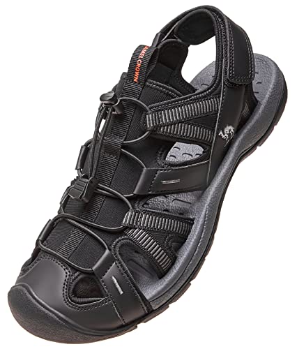 CAMEL CROWN Hiking Sandals for Men Waterproof Closed Toe Water Sandals Athletic Outdoor Sandals Adjustable Summer Sandals for Beach Sport Fishing Walking Black 12.5
