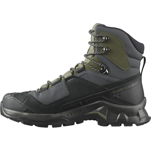 Salomon Quest Element Gore-TEX Hiking Boots for Men, Black/Deep Lichen Green/Olive Night, 9.5
